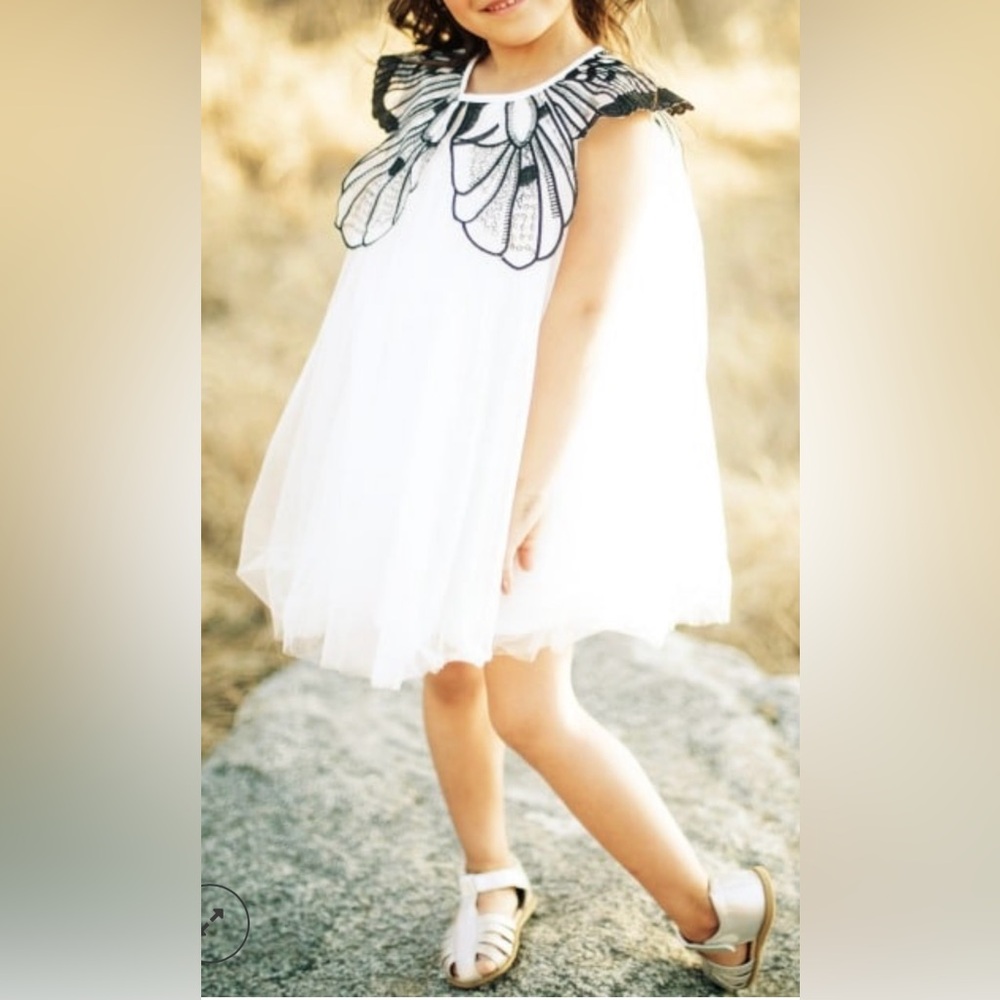 Doe A Dear Tulle Sophisticated Chic White Dress with Black Detailing Wedding